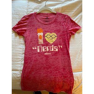 Disney T Shirt Muppets Nerds Junior Youth Medium Pink